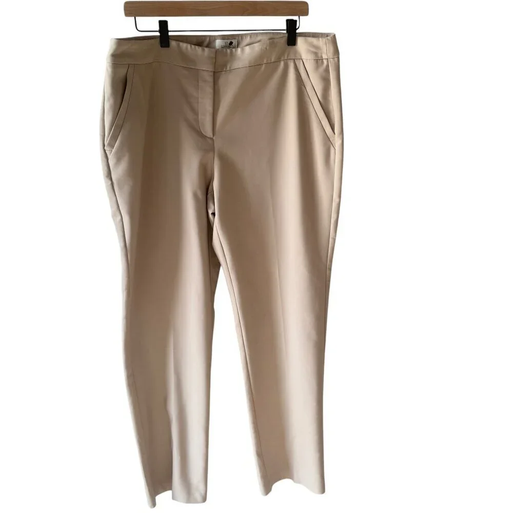 Chico's Trouser Pants Women 14 Tan Good So Slimming Straight Leg Dress Pants